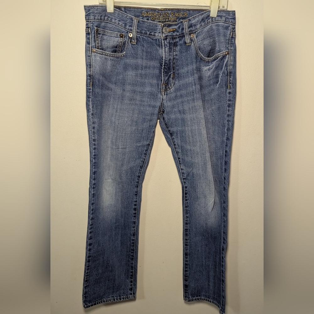 American Eagle Slim Straight Jeans Medium Wash 100% Cotton Men's Size 32x30